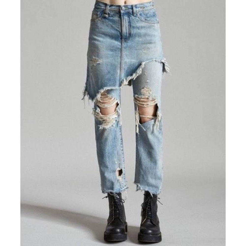 r13 double classic skirted jeans